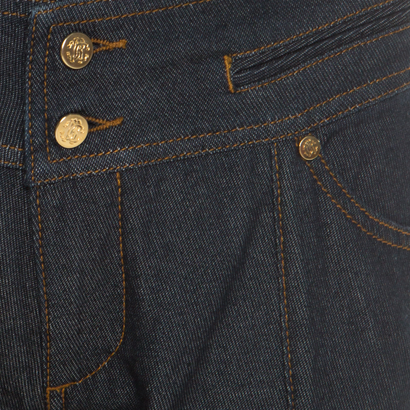 Roberto Cavalli Indigo Cotton Twill Denim Cropped Jeans M