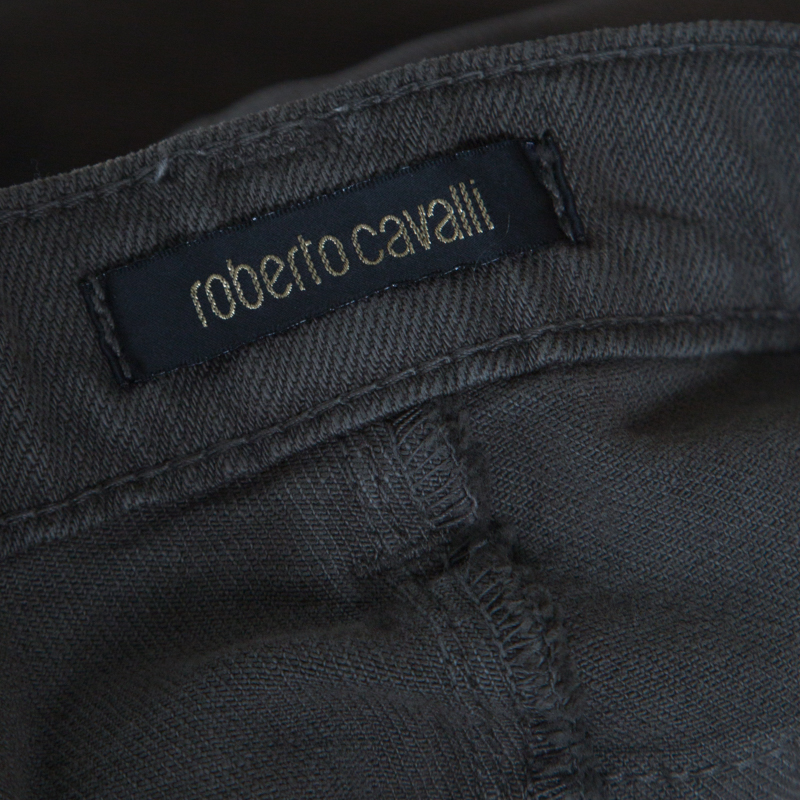 Roberto Cavalli Grey Denim Regular Fit Low Waist Jeans M