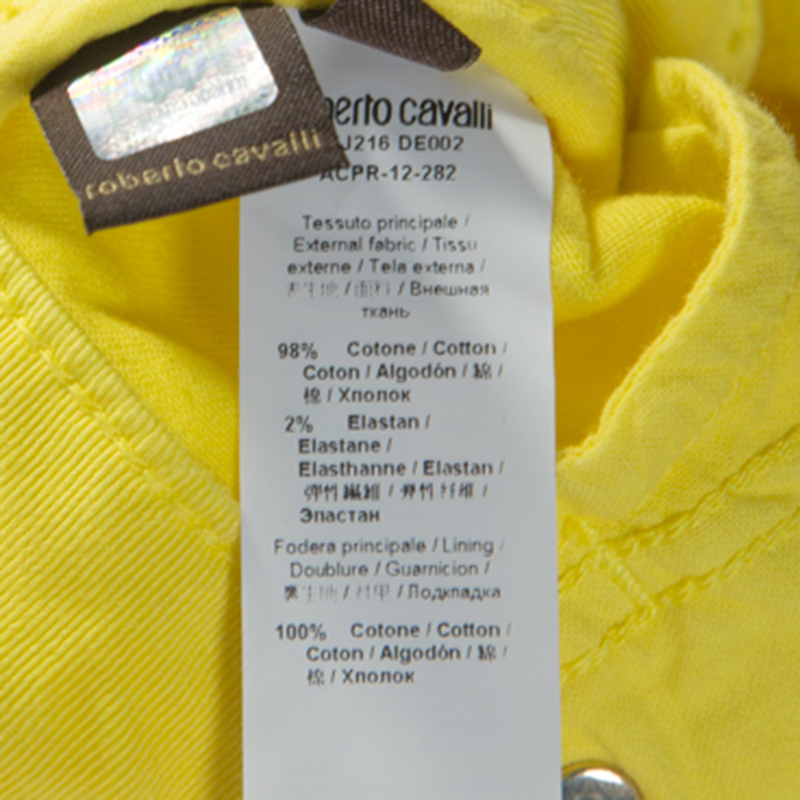 Roberto Cavalli Yellow Denim Embroidered Back Pocket Jeans M