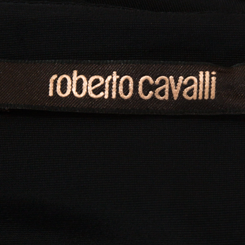 Roberto Cavalli Multicolor Stretch Jersey Draped V Neck Maxi Dress S