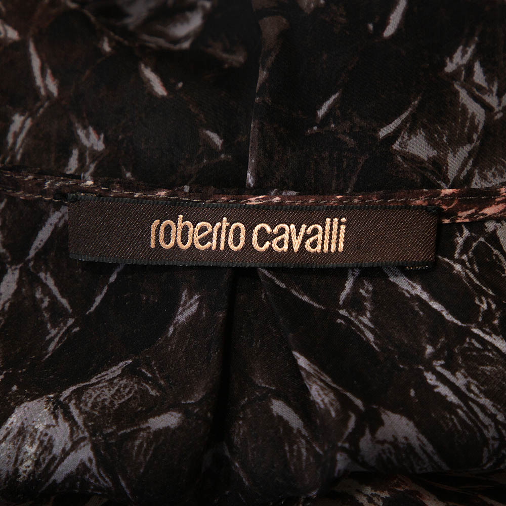 Roberto Cavalli Multicolor Animal Print Silk Embellished Sheer Blouse S