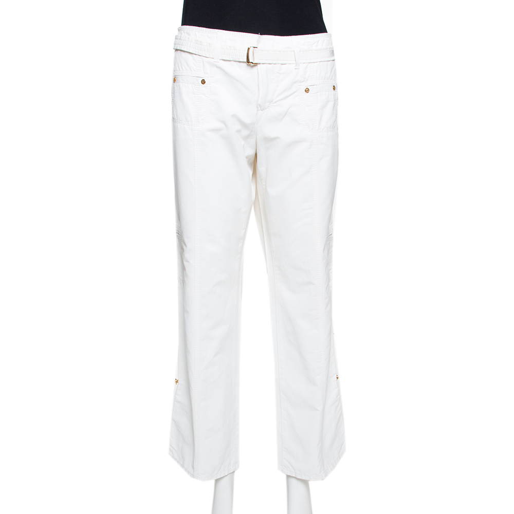Image of Roberto Cavalli White Cotton Blend Cargo Pants M