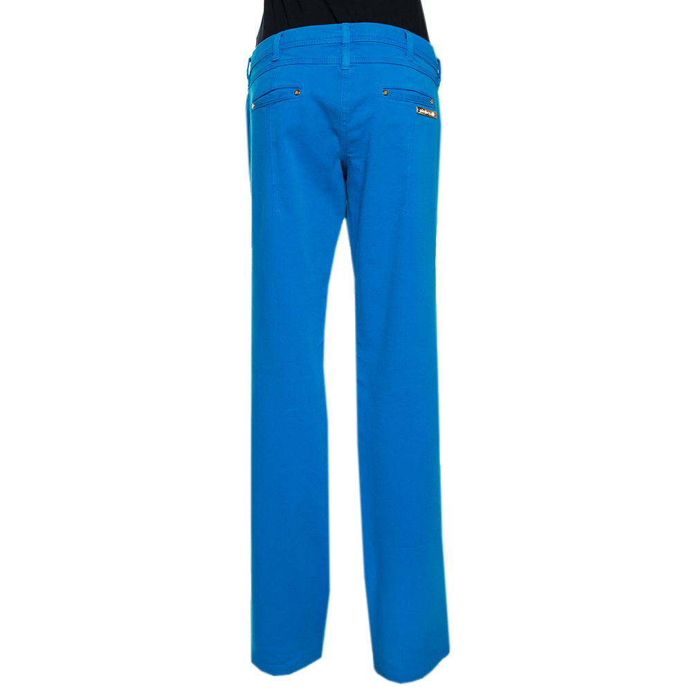 Roberto Cavalli Blue Stretch Cotton Straight Leg Jeans L
