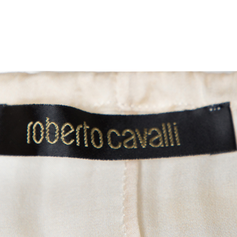 Roberto Cavalli Cream Floral Print Silk Sheer Kaftan Top M