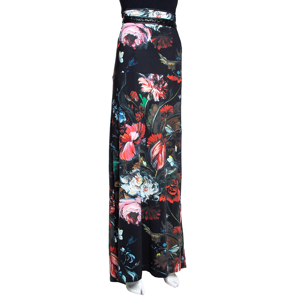 Roberto Cavalli Black Floral Printed Jersey & Leather Trim Detail Maxi Skirt
Roberto Cavalli Black Floral Printed Jersey & Leather Trim Detail Maxi Skirt