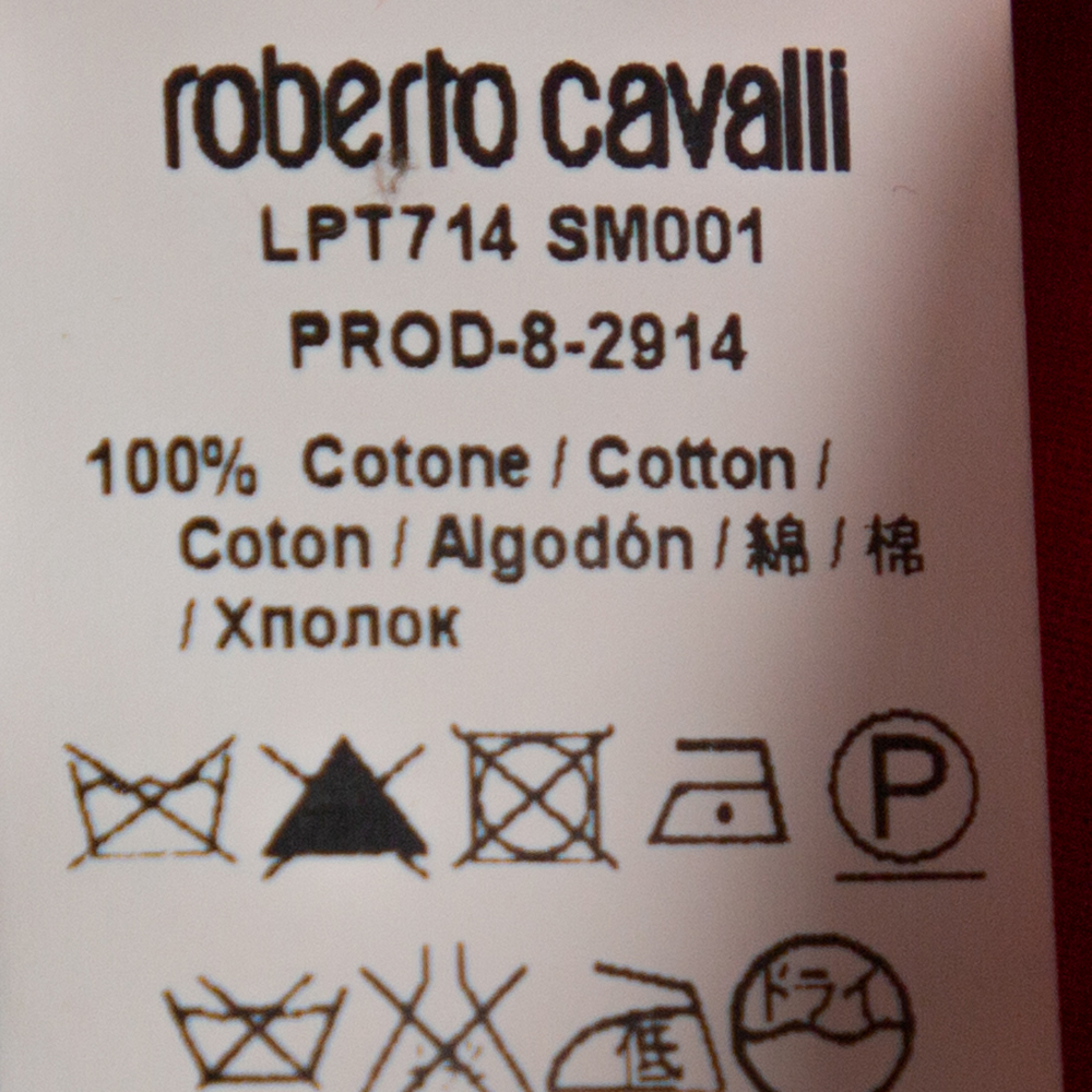 Roberto Cavalli Red Cotton Eyelet Lace Detail Blouse M