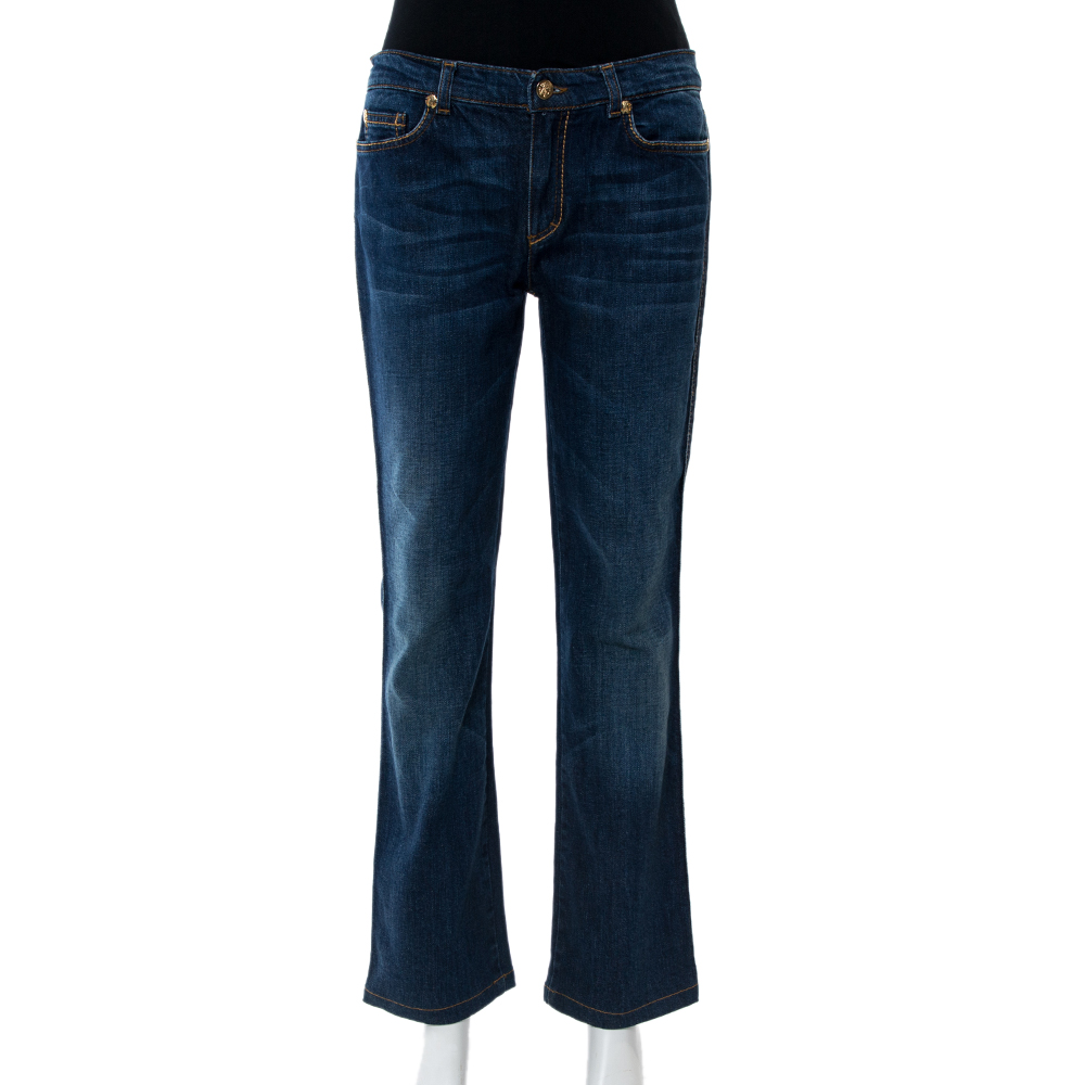 Image of Roberto Cavalli Indigo Dark Wash Denim Straight Fit Jeans M