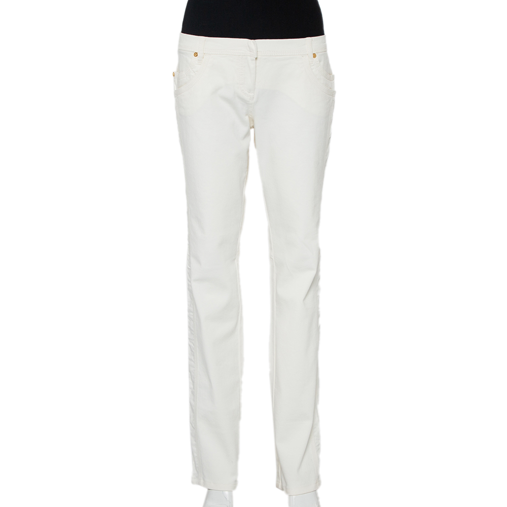 Roberto Cavalli White Denim Straight Leg Jeans XL