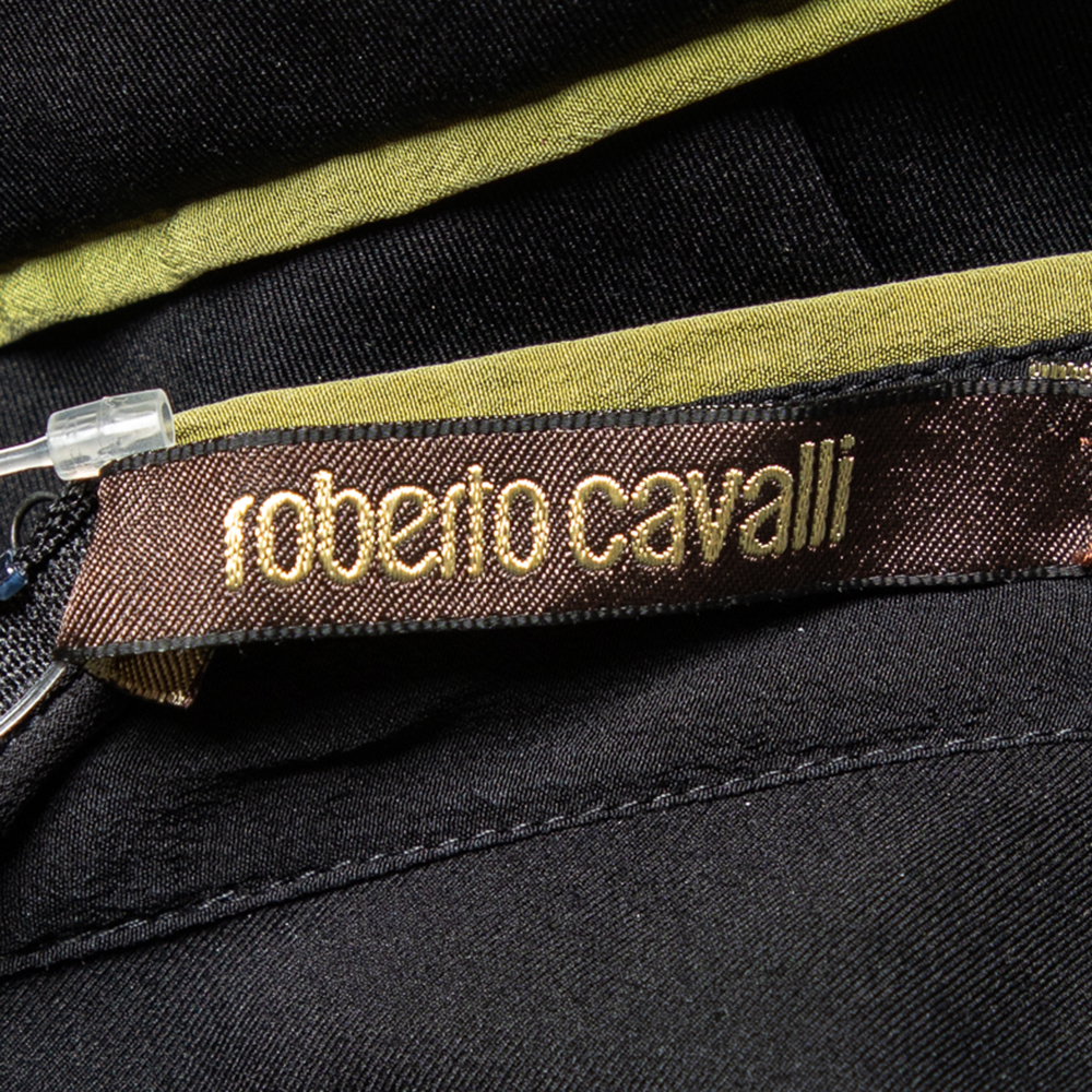 Roberto Cavalli Black Printed Knit Sleeveless Dress S