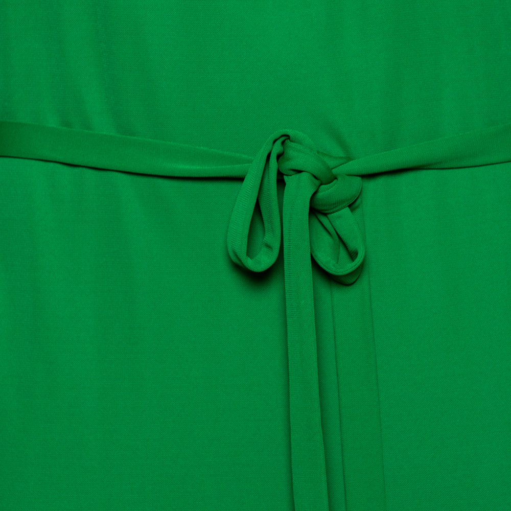 Roberto Cavalli Green Jersey Cold Shoulder Tassel Tie Detailed Belted Dress M