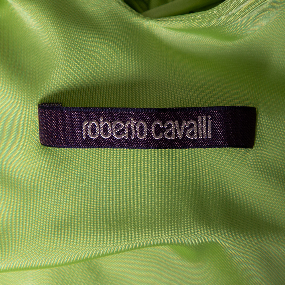 Roberto Cavalli Green Jersey Halter Neck Top M