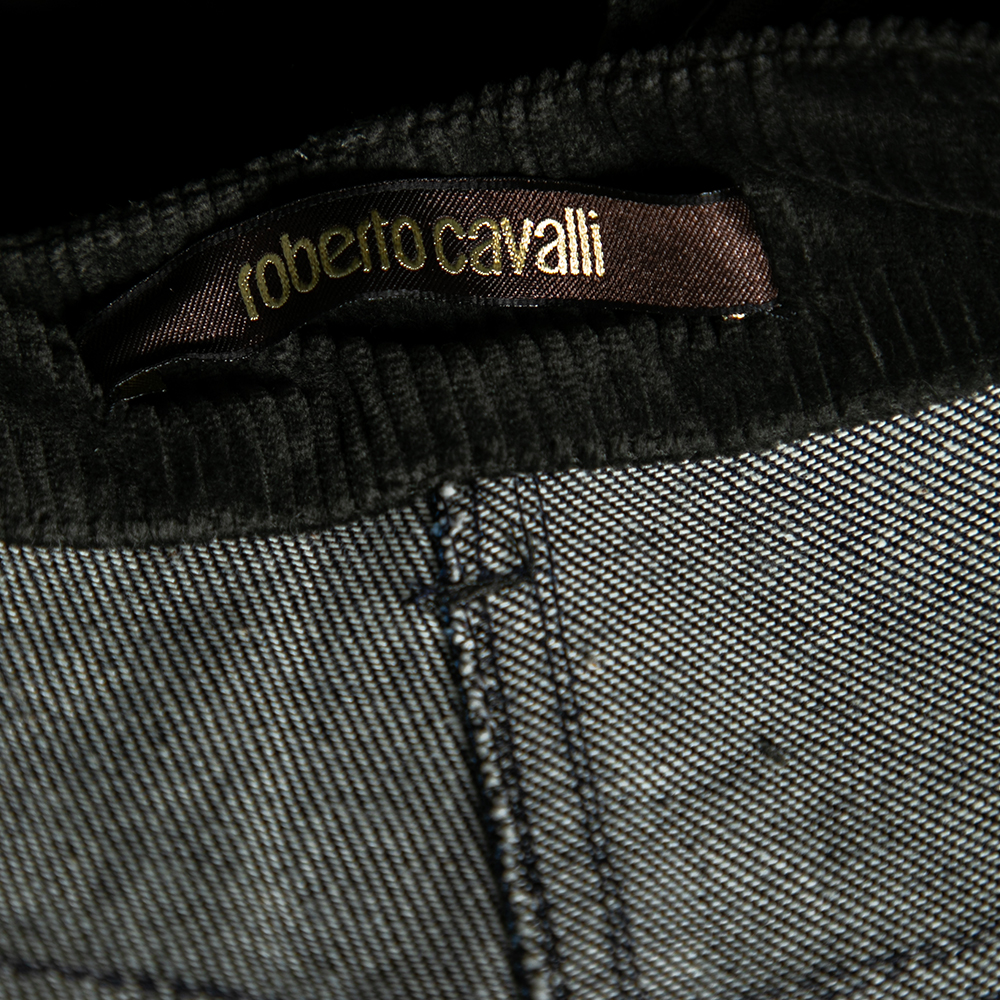 Roberto Cavalli Multicolor Denim Patch Detail Corduroy Pants M