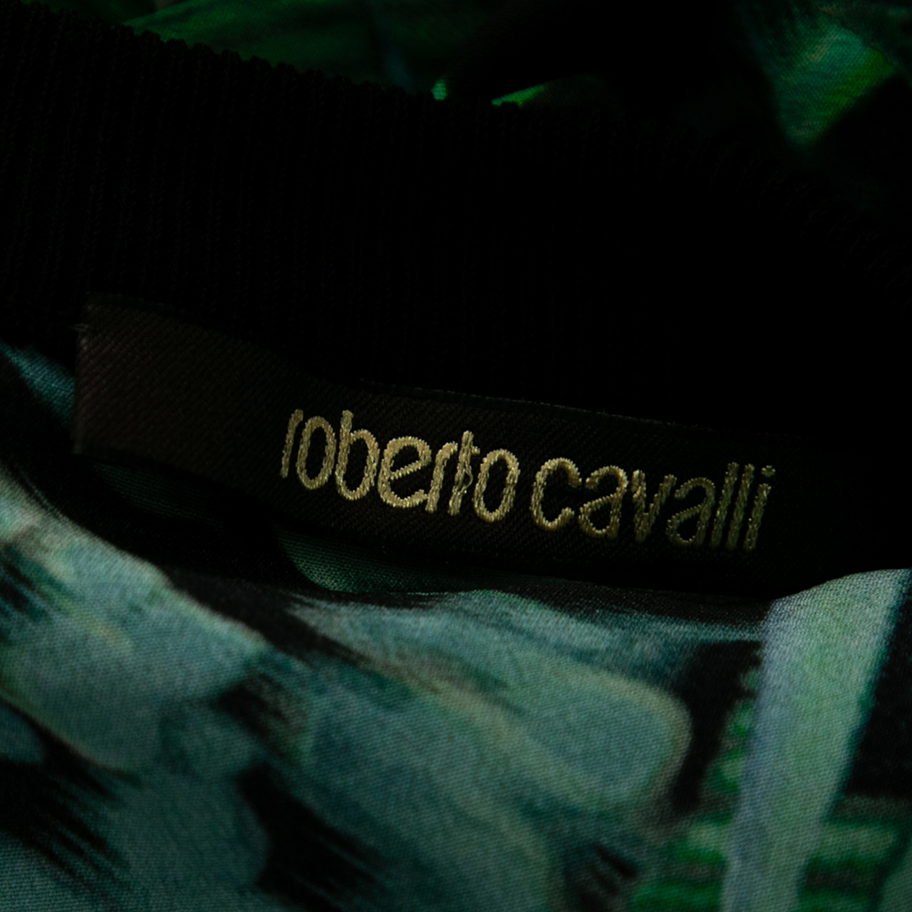 Roberto Cavalli Multicolor Printed Silk Long Sleeve T-Shirt M