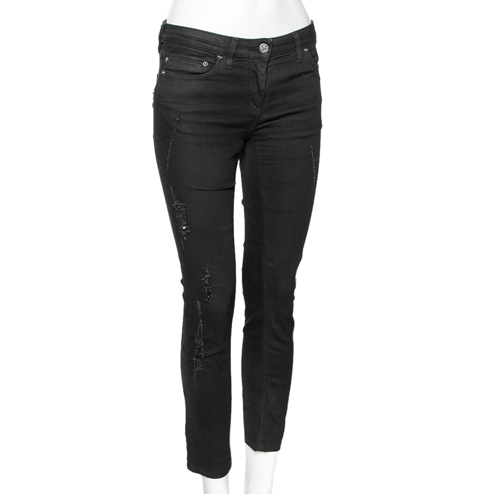 

Roberto Cavalli Black Distressed Denim Jeans