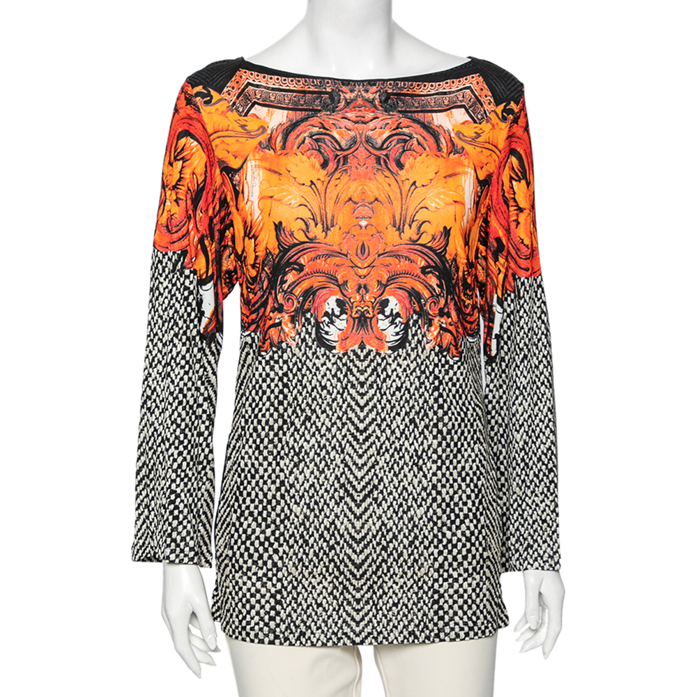 Roberto Cavalli Multicolor Printed Jersey Long Sleeves Top M