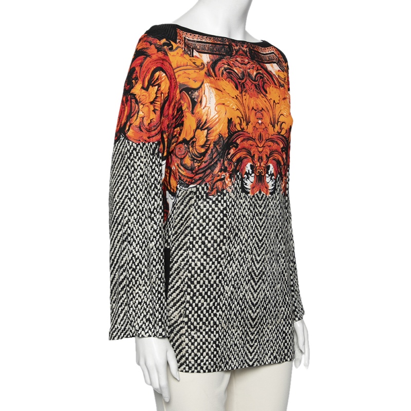 Roberto Cavalli Multicolor Printed Jersey Long Sleeves Top M