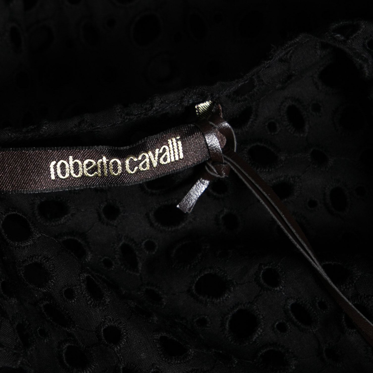 Roberto Cavalli Black Cutwork Cotton Sleeveless Top M