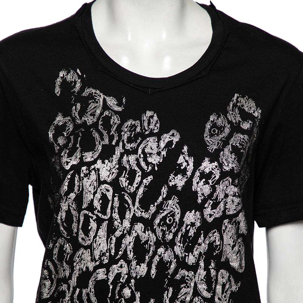 Roberto Cavalli Black Animal Printed Cotton Short Sleeve T-Shirt S