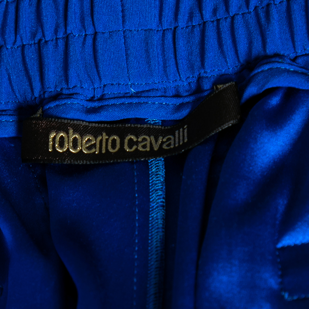 Roberto Cavalli Blue Silk Trousers M