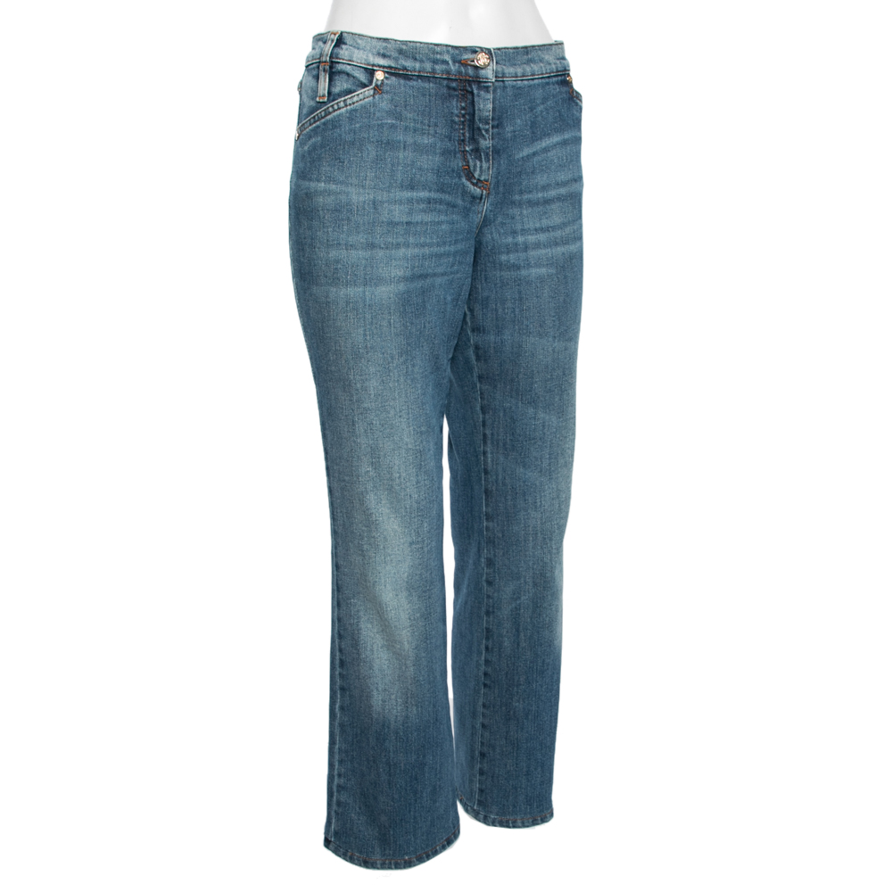 Roberto Cavalli Blue Denim Straight Pants M