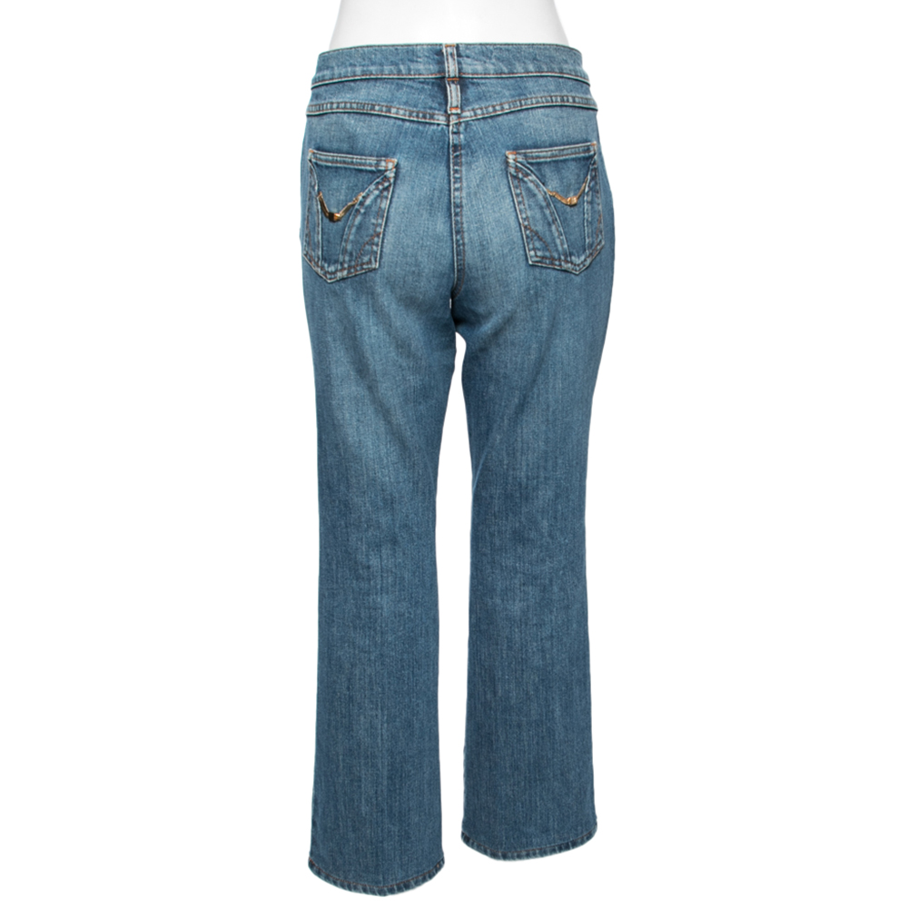 Roberto Cavalli Blue Denim Straight Pants M