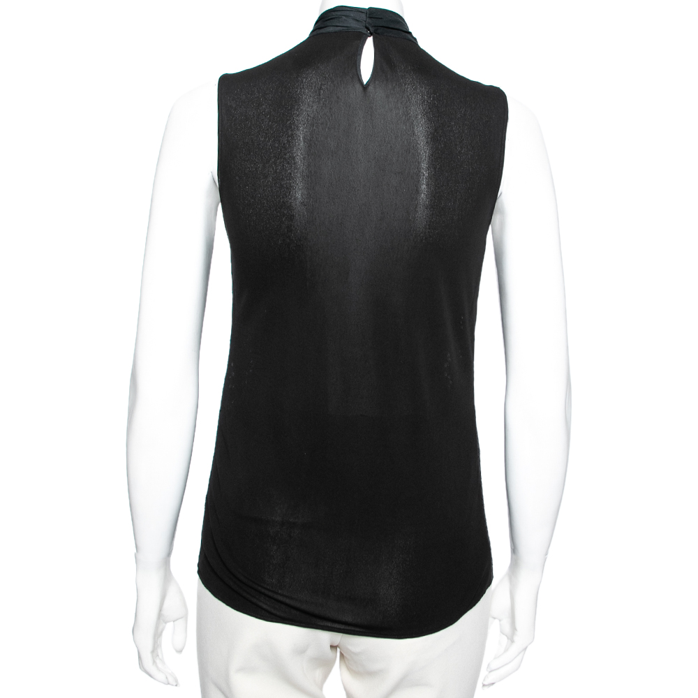 Roberto Cavalli Black Cotton Sequin Embellished Sleeveless Top M