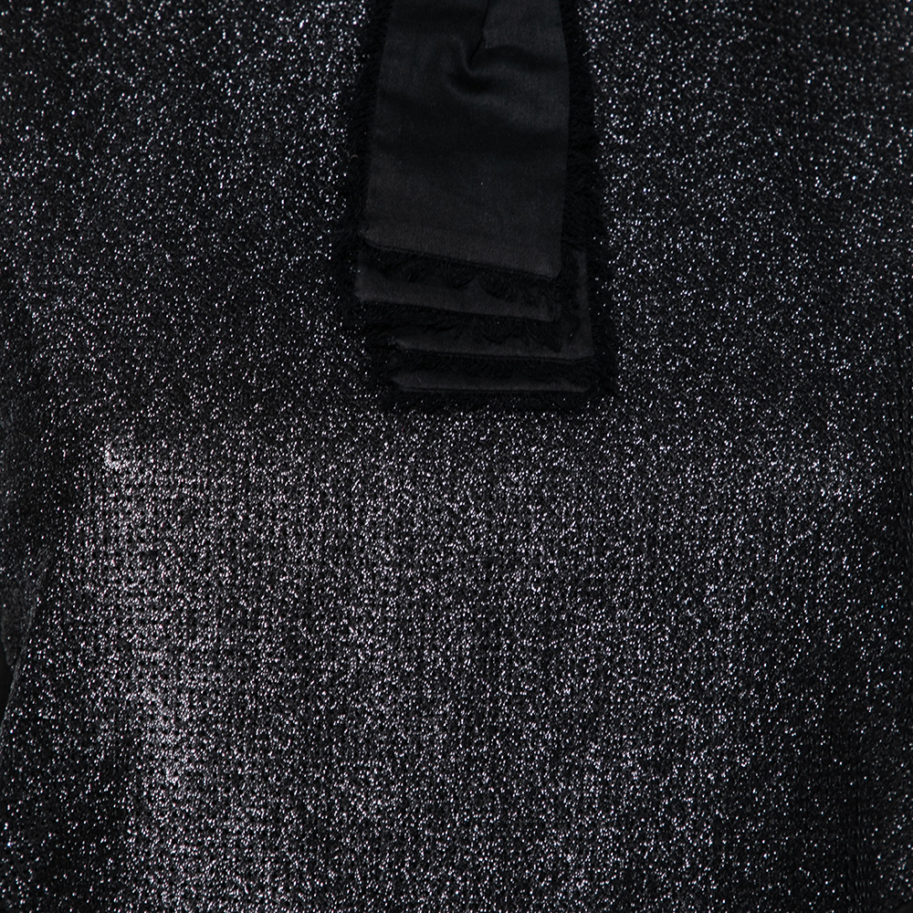 Roberto Cavalli Black Cotton Sequin Embellished Sleeveless Top M