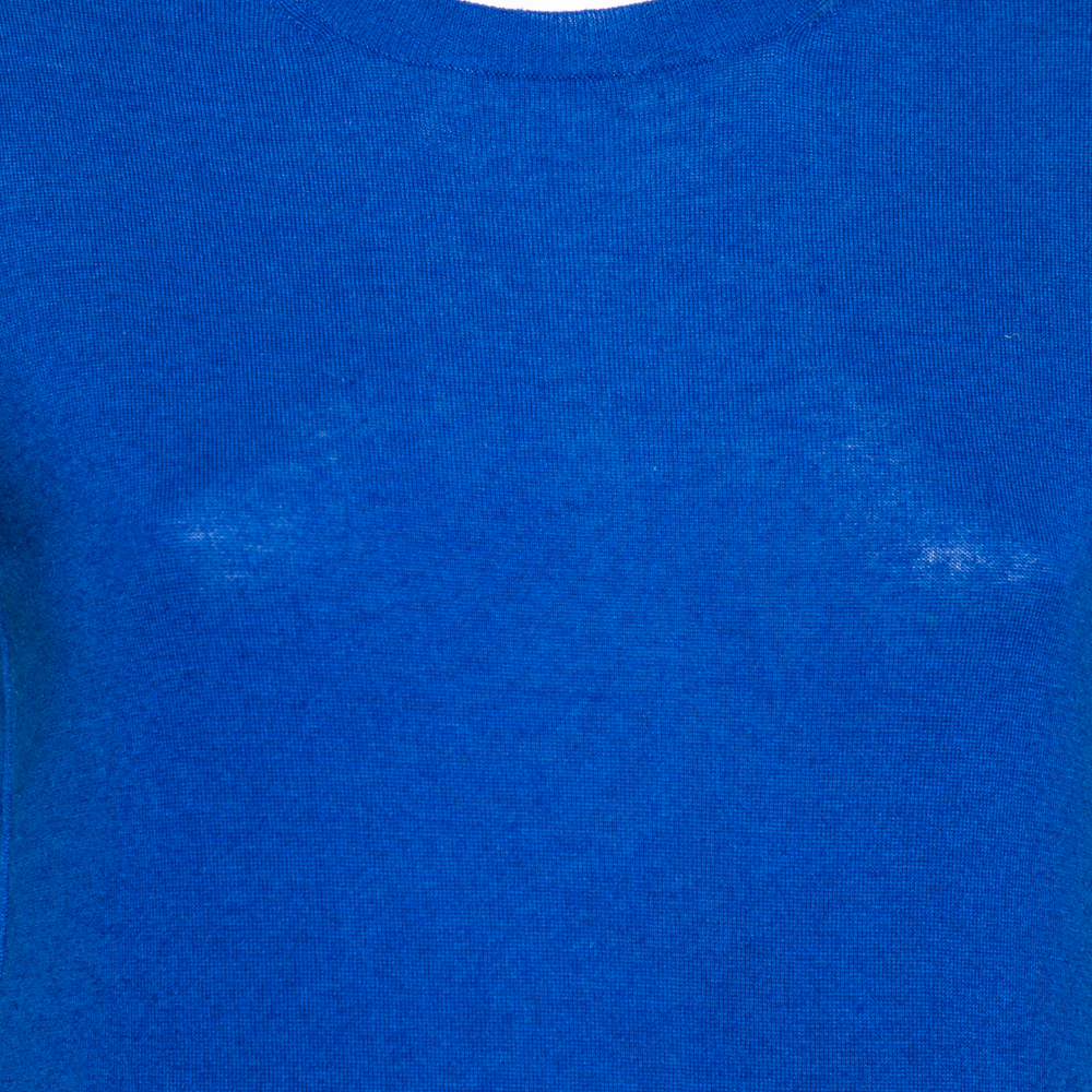 Roberto Cavalli Blue Silk Short Sleeve Top M