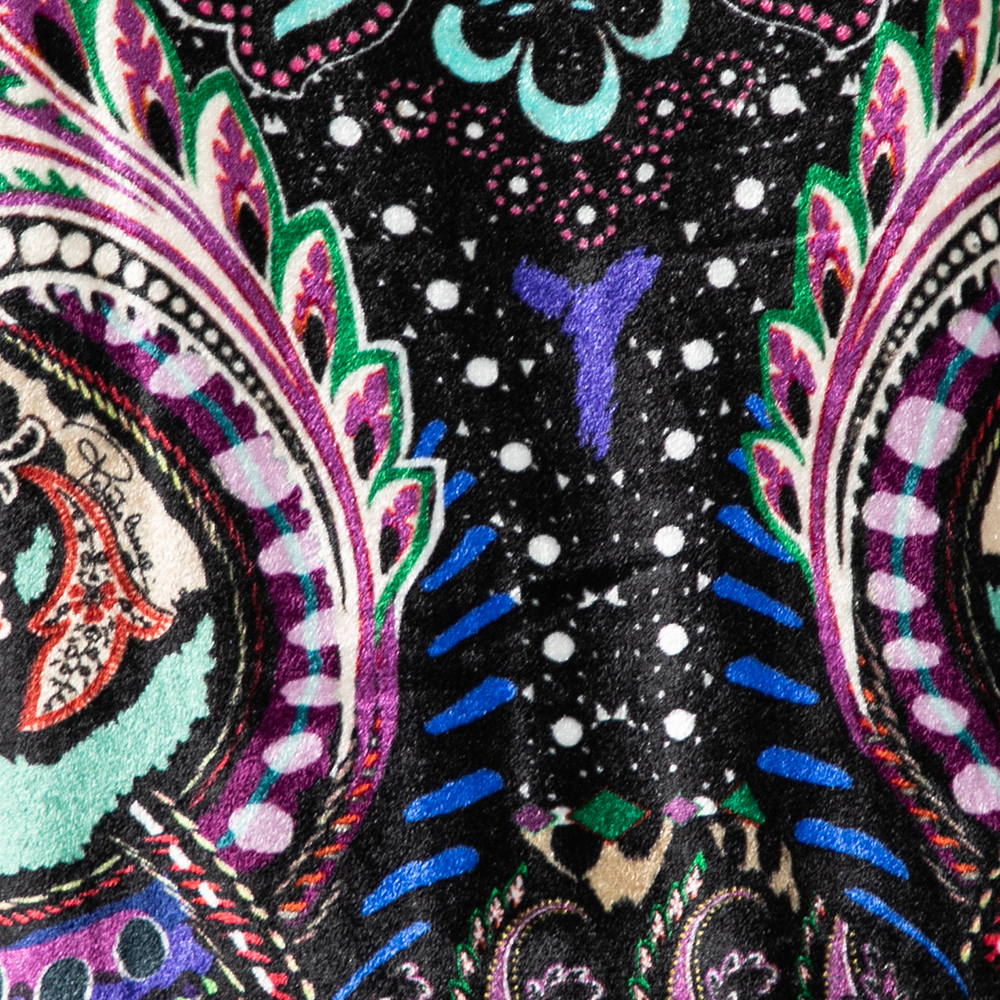 Roberto Cavalli Multicolor Printed Velvet & Knit Tank Top M
