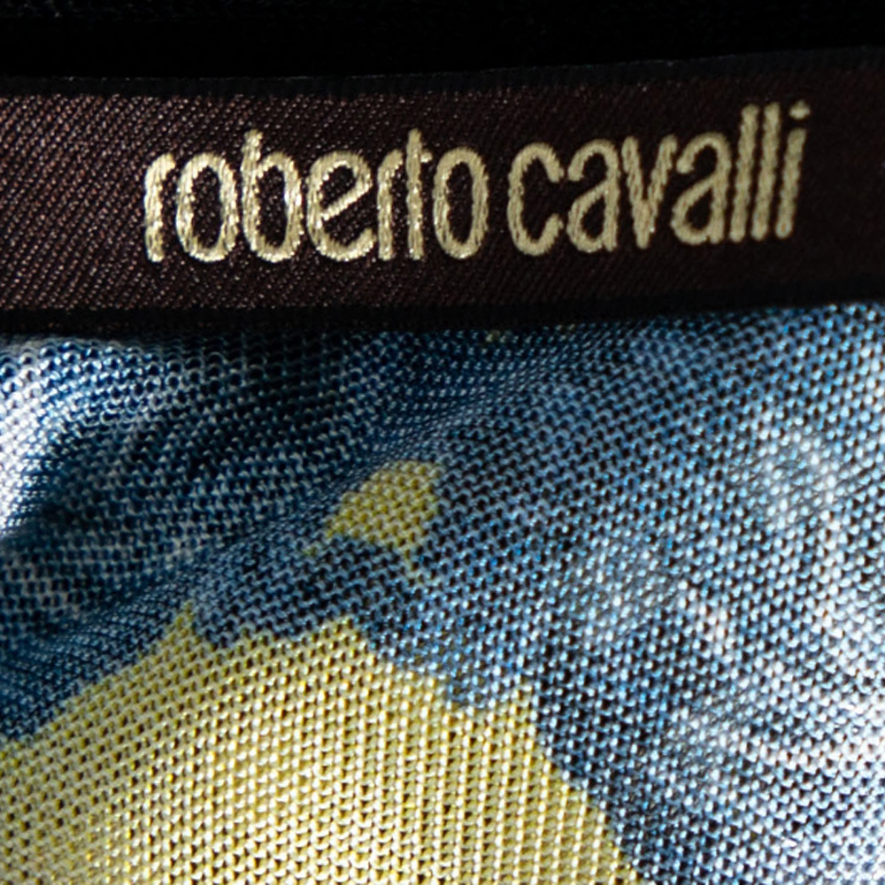 Roberto Cavalli Multicolor Printed Jersey Cutout Detail Tank Top M