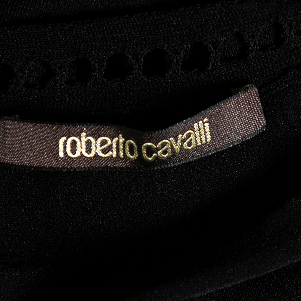 Roberto Cavalli Black Knit Halter Neck Top M
