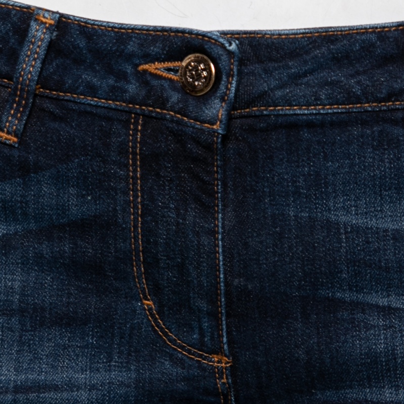 Roberto Cavalli Blue Denim Sequin Embellished Back Pocket Flared Jeans M