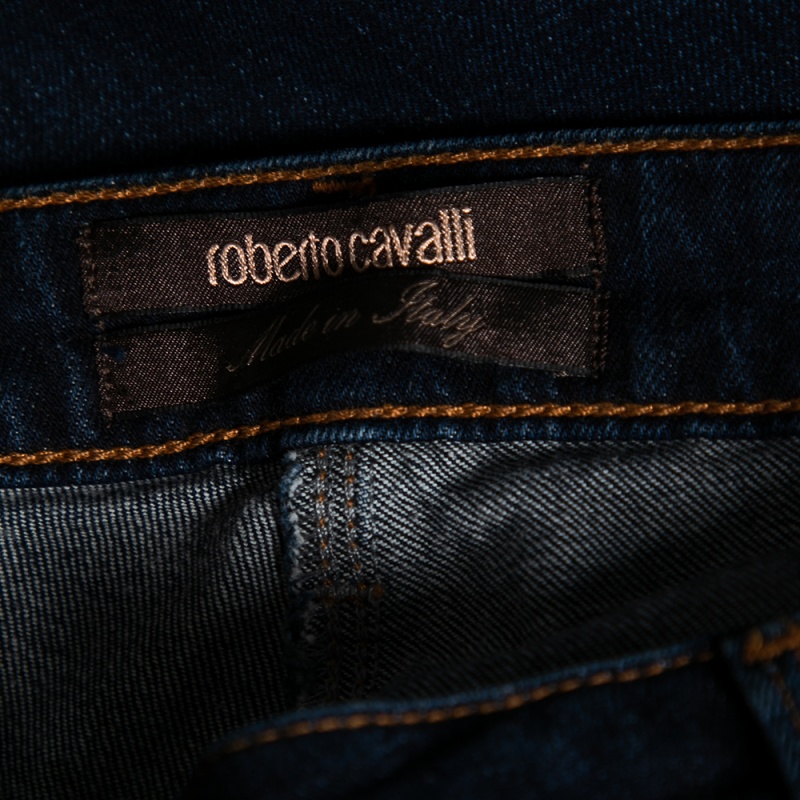 Roberto Cavalli Blue Denim Sequin Embellished Back Pocket Flared Jeans M