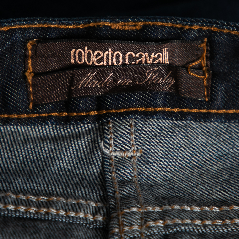 Roberto Cavalli Blue Denim Crystal Embellished Jeans M