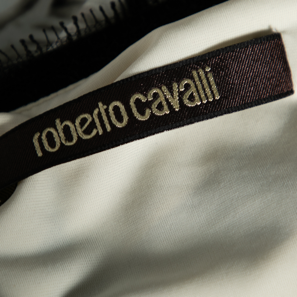Roberto Cavalli Multicolor Floral Printed Jersey Ruched Midi Dress S
