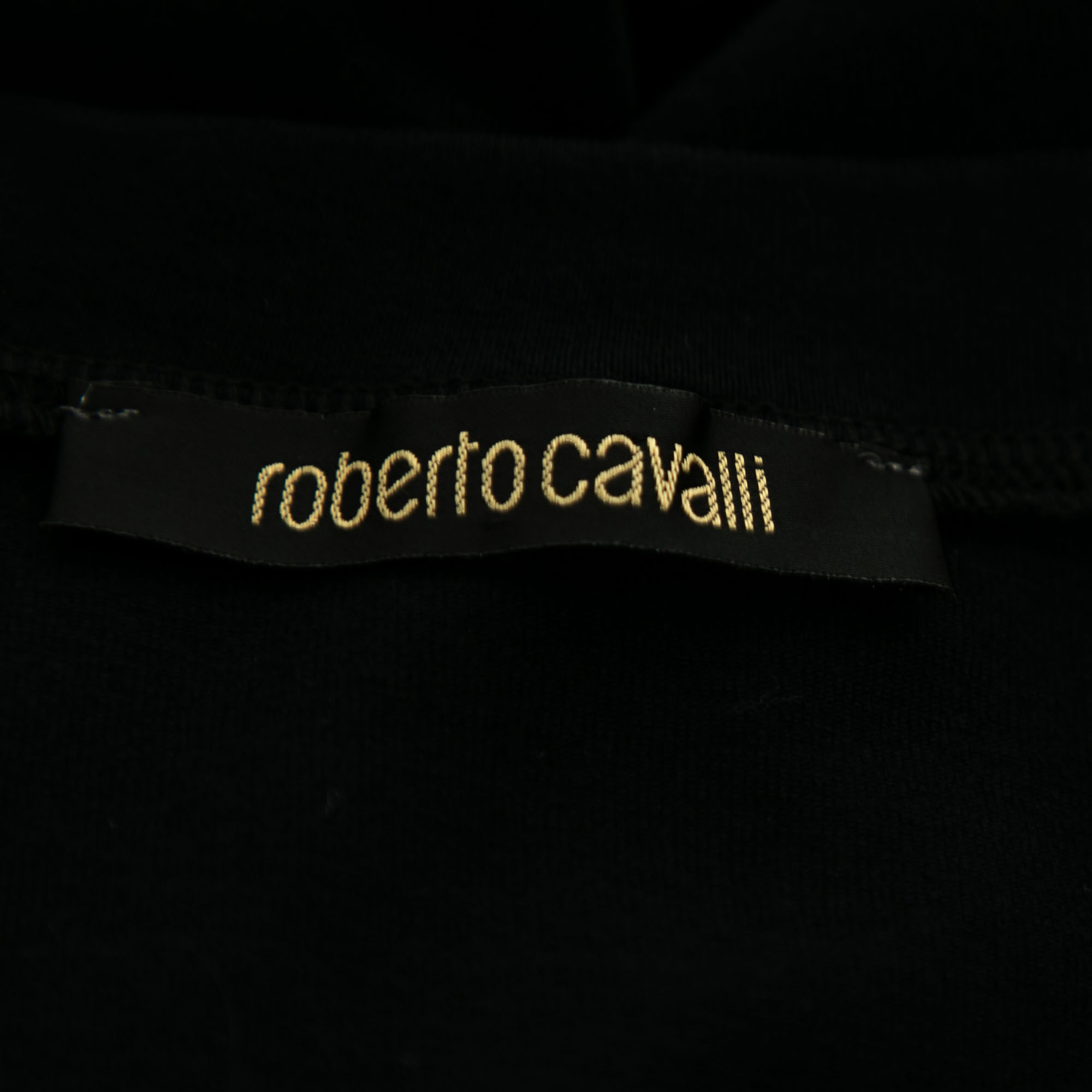 Roberto Cavalli Black Stretch Cotton Printed Tank Top L