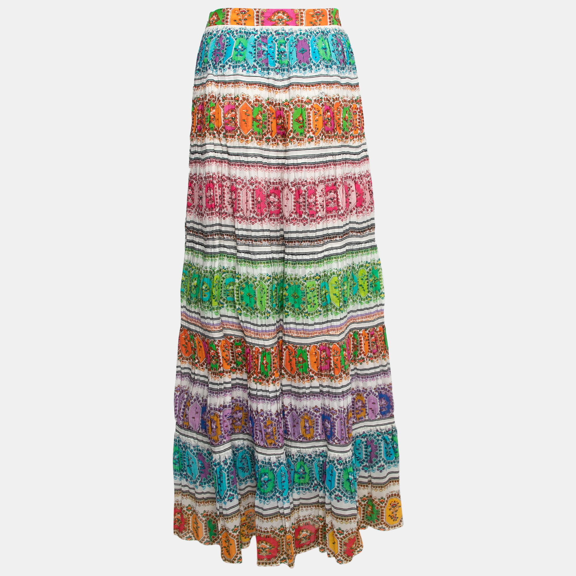 Roberto Cavalli Multicolor Printed Cotton Maxi Skirt L