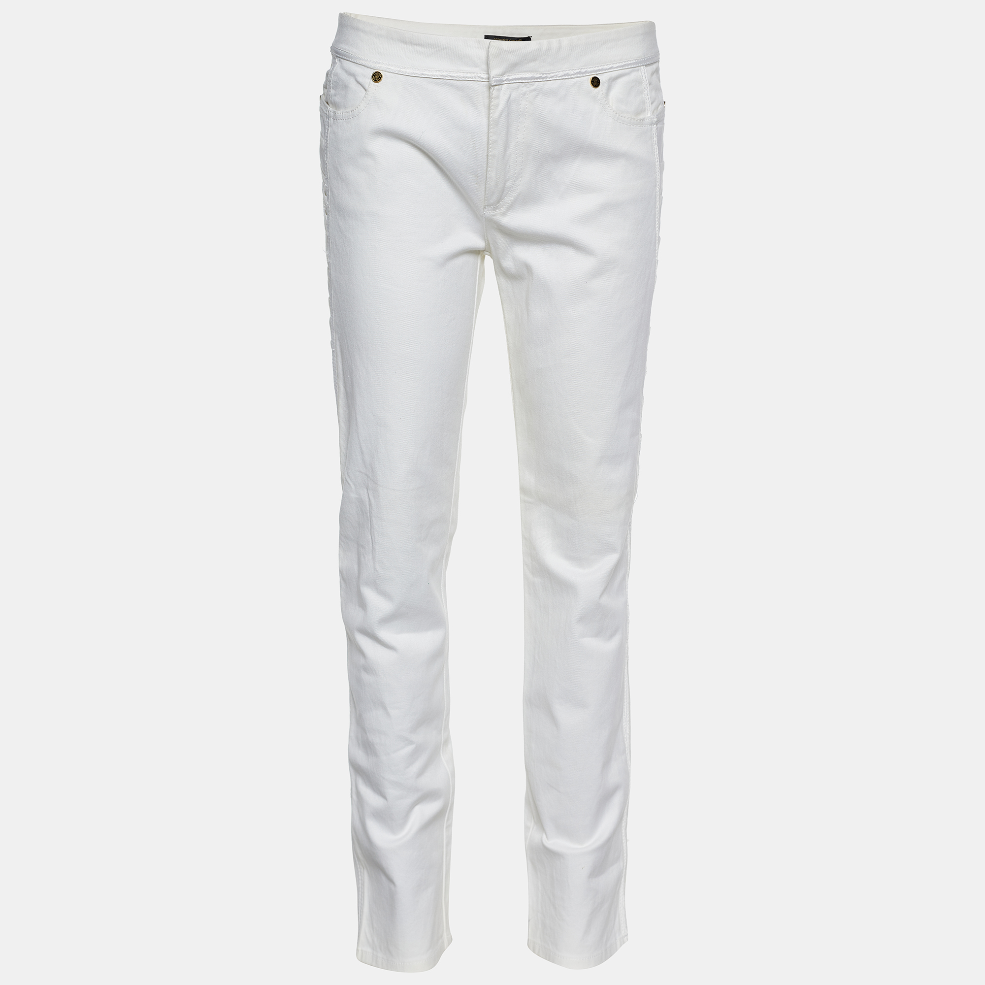 Roberto Cavalli White Denim Straight Fit Jeans Waist 30