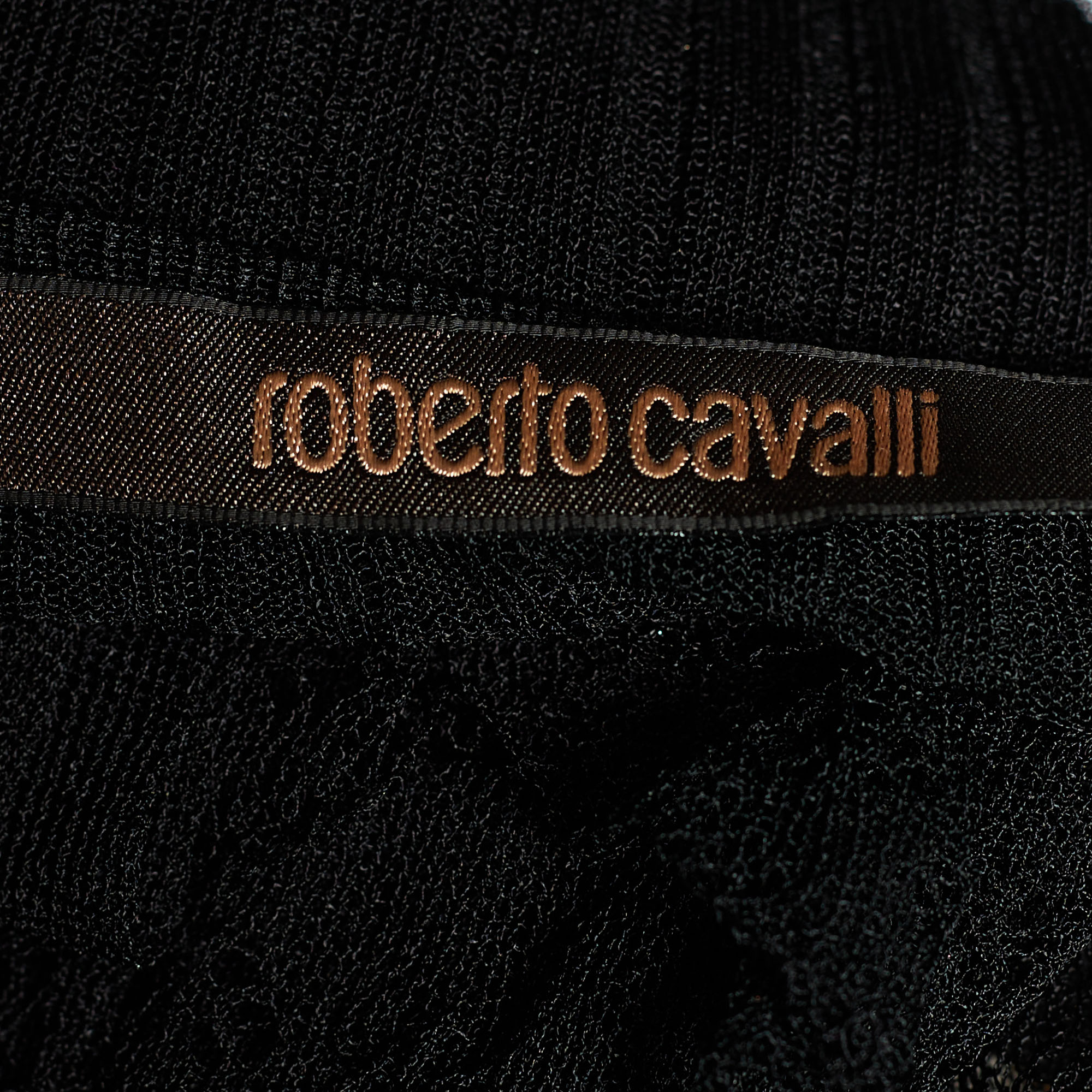 Roberto Cavalli Black Lace Frill Detail Sleeveless Top S