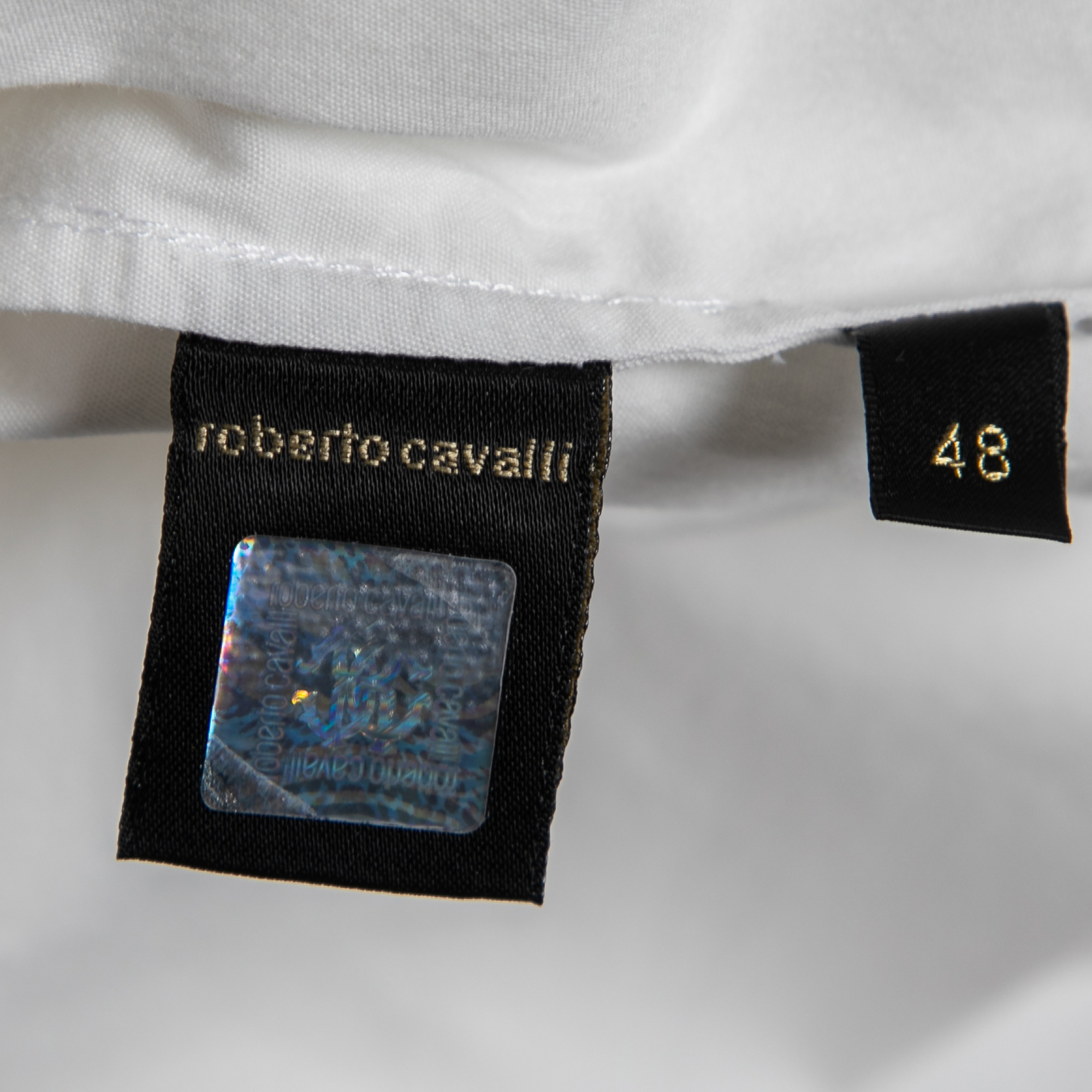 Roberto Cavalli White Cotton Button Front Shirt L