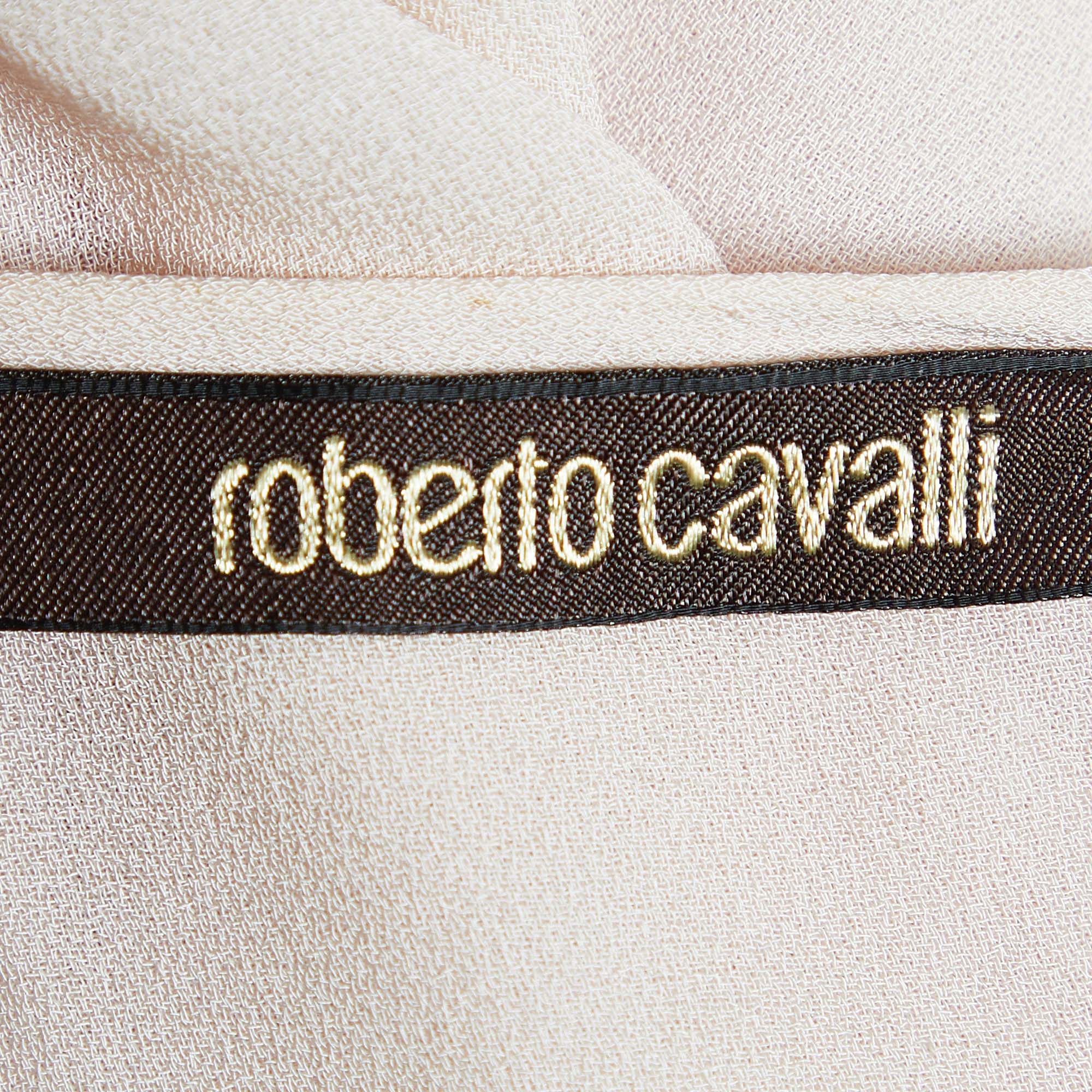 Roberto Cavalli Pink Chiffon Pleated Trim Detail Top S