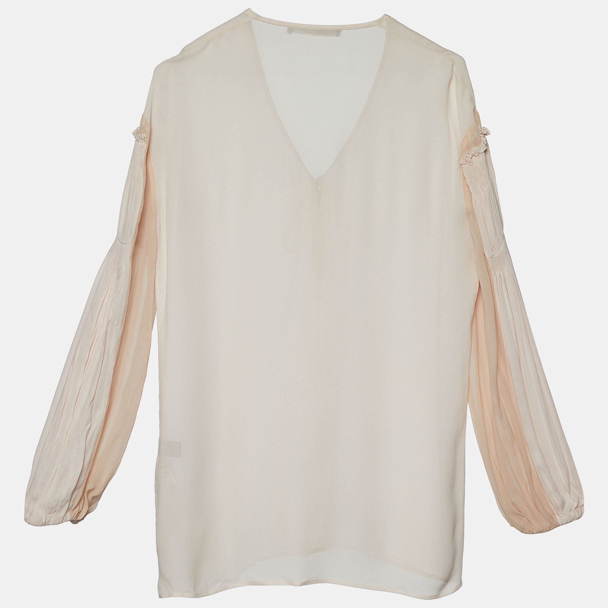 Roberto Cavalli Pink Chiffon Pleated Trim Detail Top S