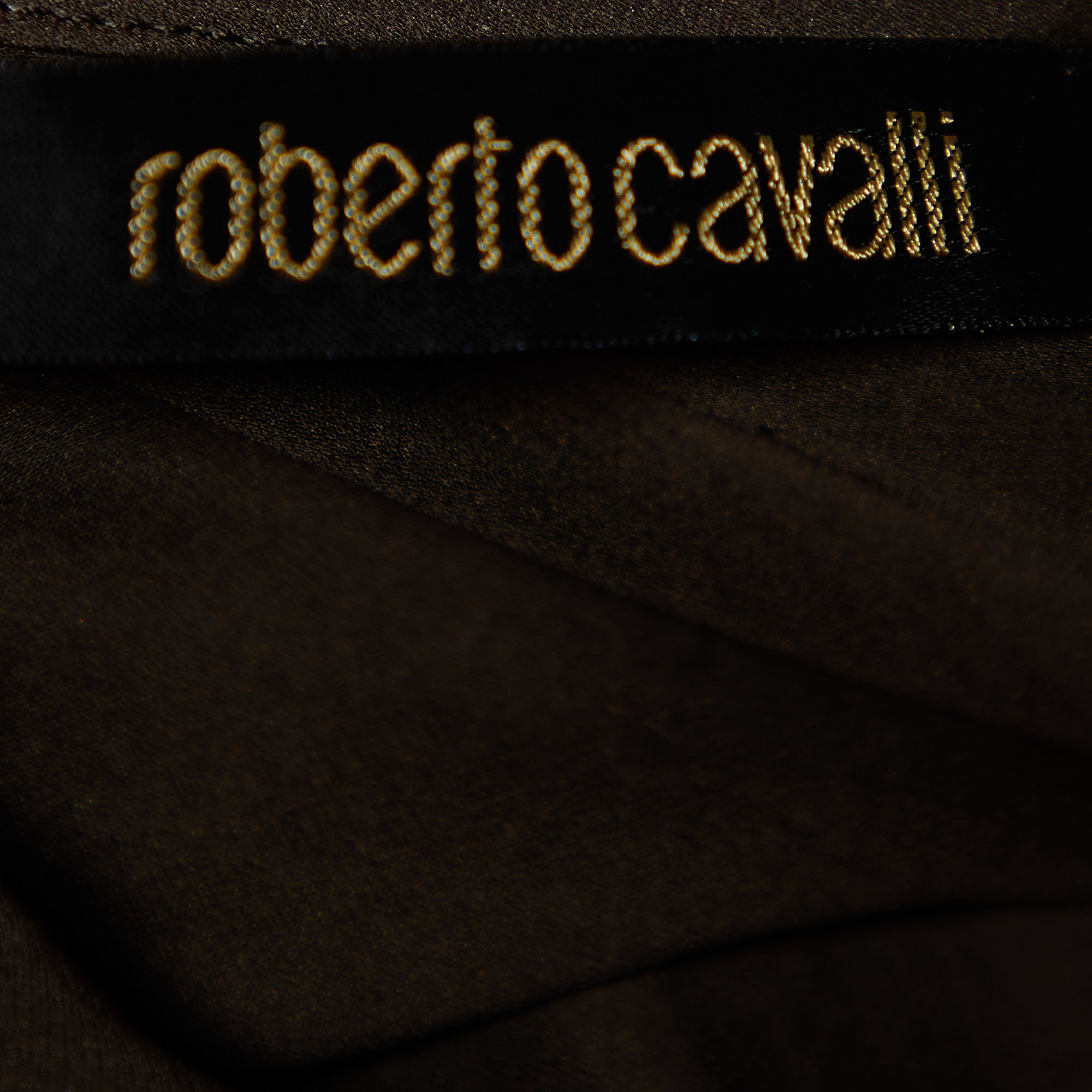 Roberto Cavalli Brown Silk Bell Sleeve Top L