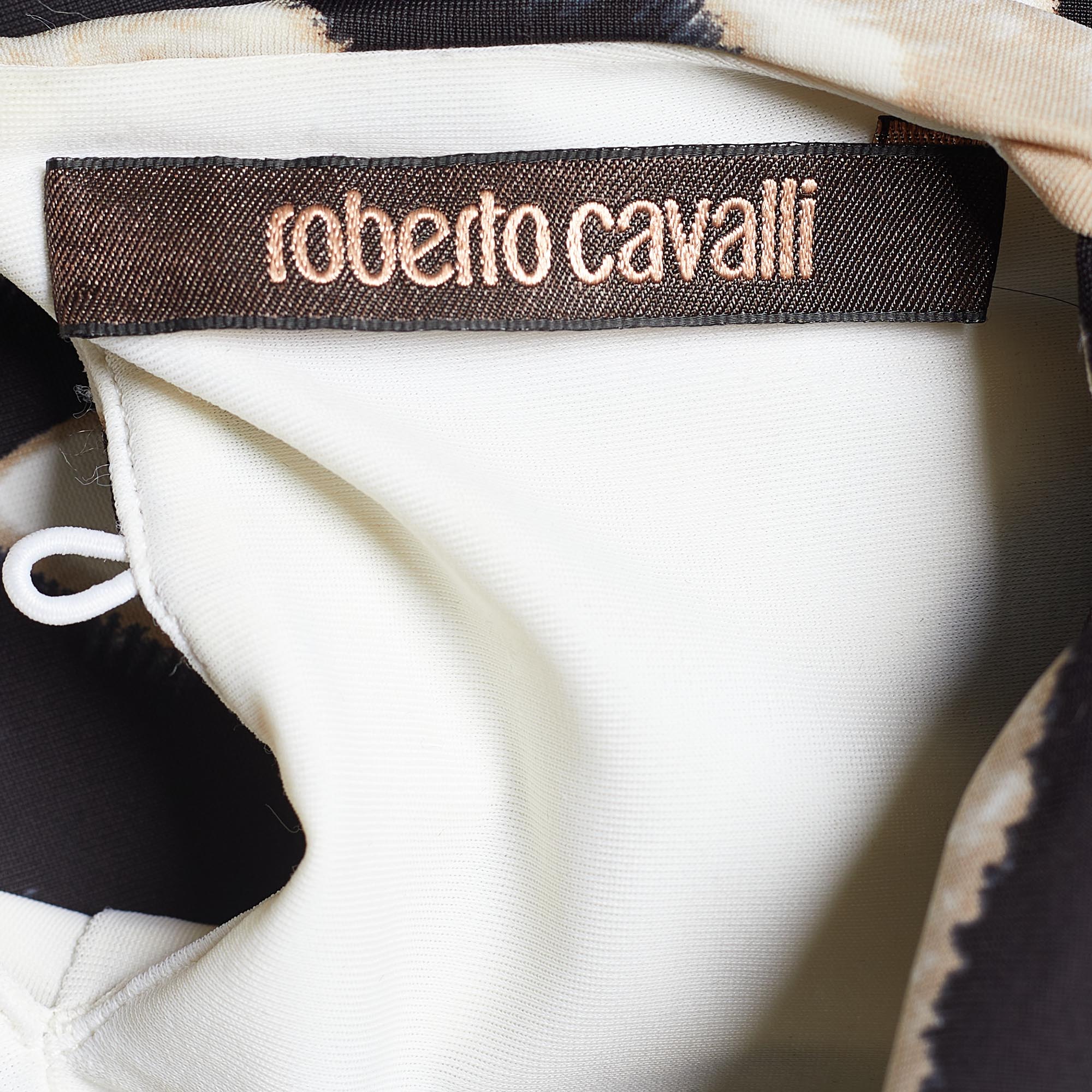 Roberto Cavalli Beige & Brown Striped Knit Top L