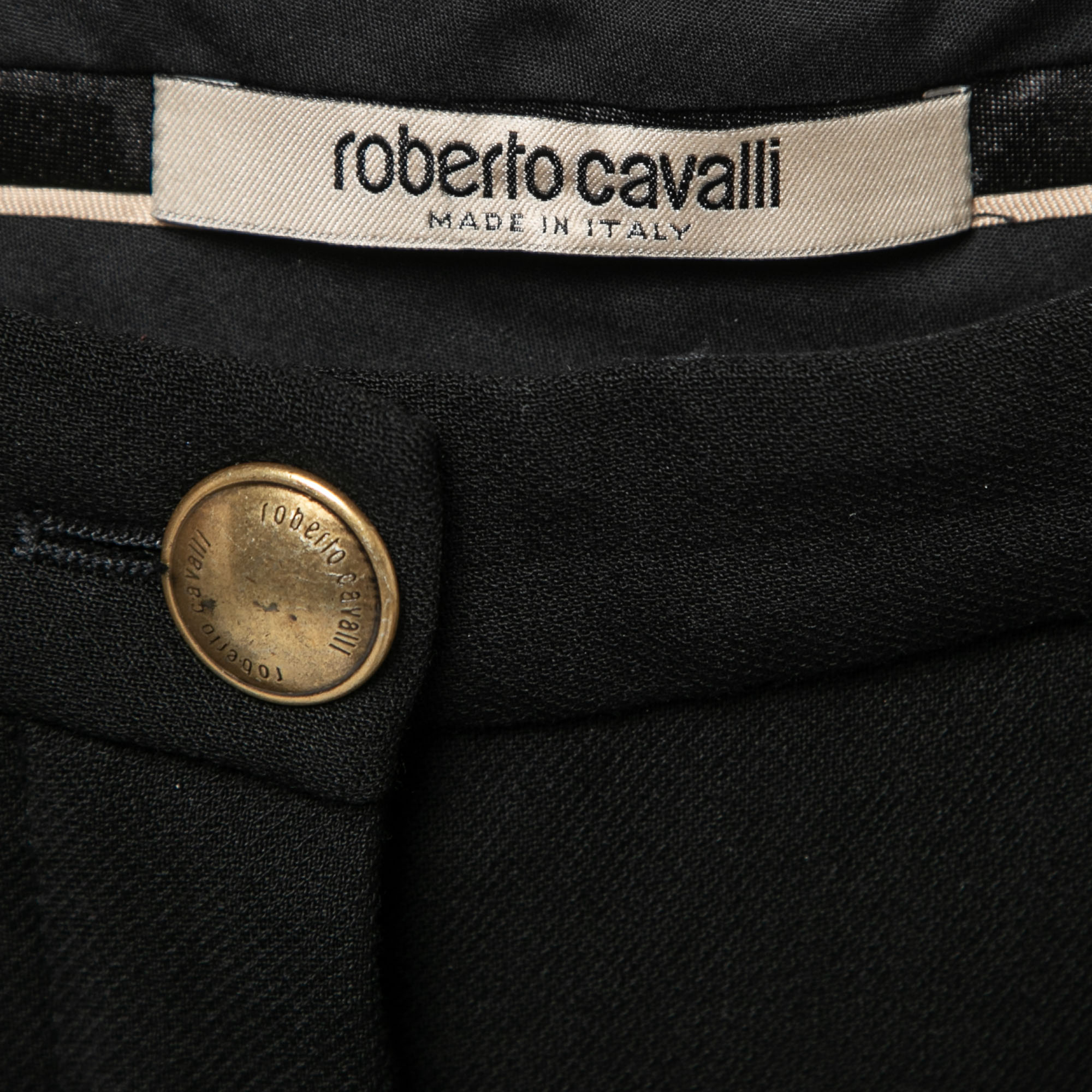 Roberto Cavalli Black Crepe Skinny Trousers S