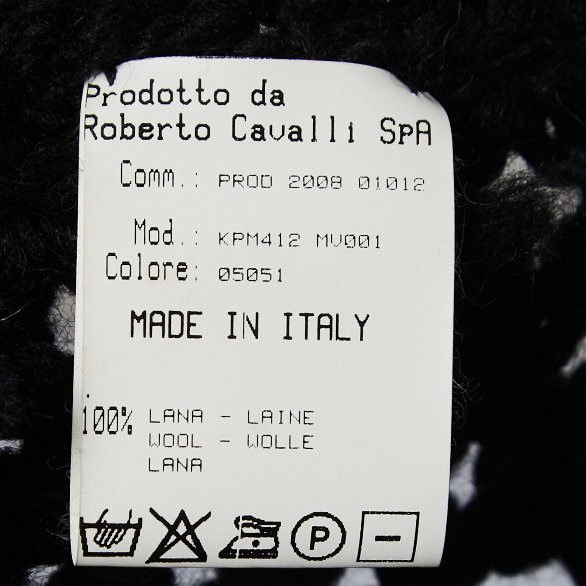 Roberto Cavalli Black Wool Crochet Tie Front Sleeveless Vest One Size
