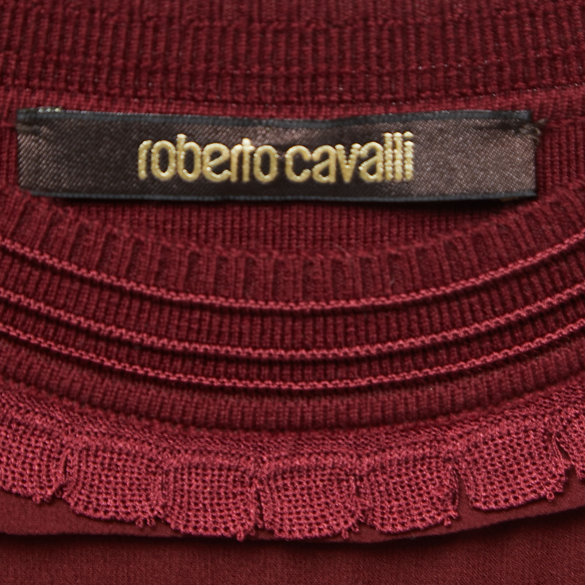Roberto Cavalli Burgundy Knit Sleeveless Bodycon Dress S