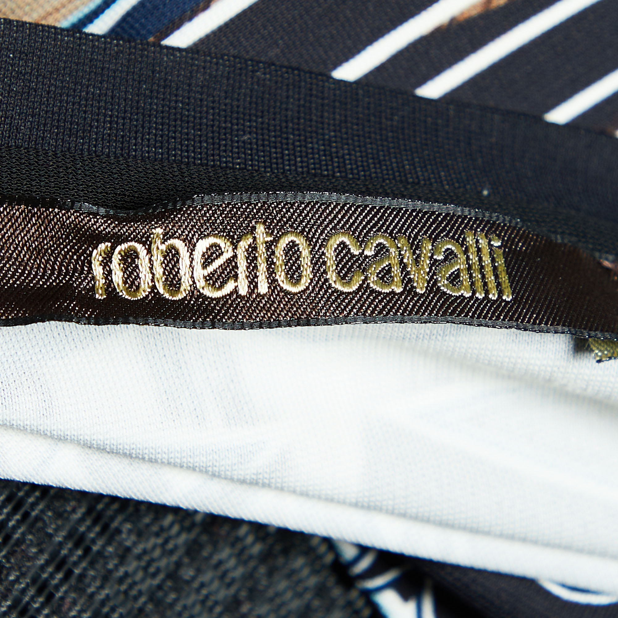 Roberto Cavalli Black Printed Jersey Sheath Dress M