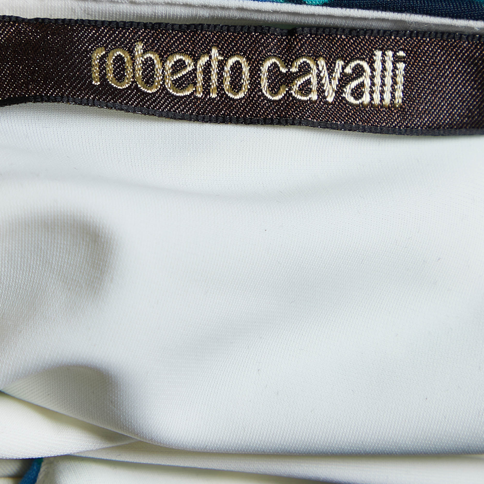 Roberto Cavalli Cream Birds Printed Jersey Sheath Dress S