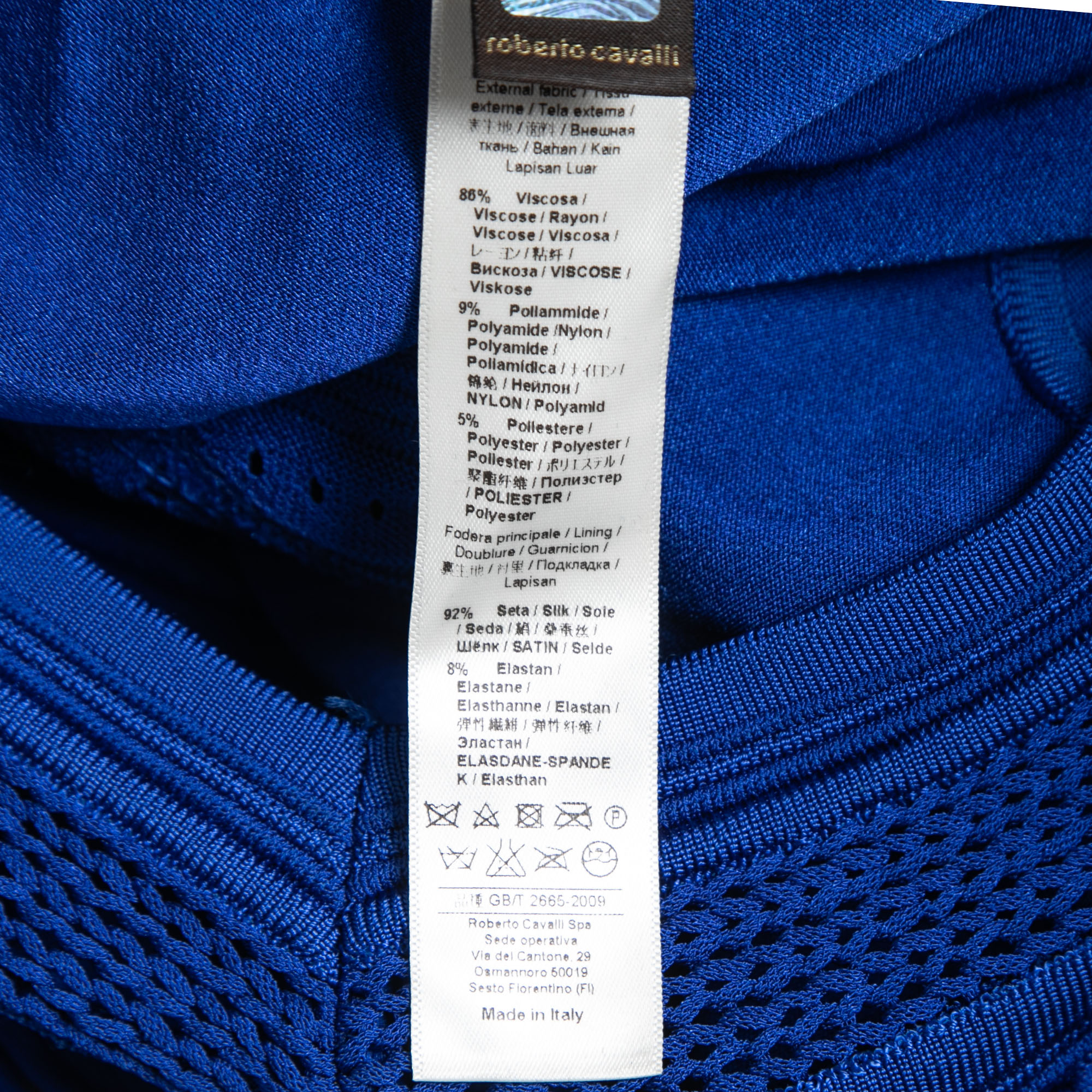 Roberto Cavalli Blue Knit Fringed Sleeveless Mini Dress M